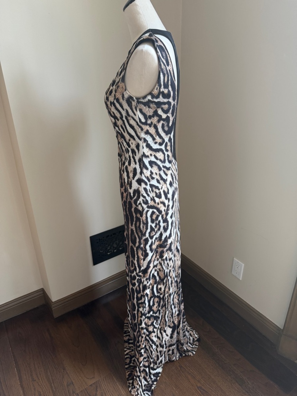 JUST CAVALLI by Roberto Cavalli Long Leopard Brown Print Cutout Dress Gown Large - Picture 5 of 10